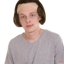 HPO Horror Movie Mens Wig | Dark Auburn Wig With Bald Cap