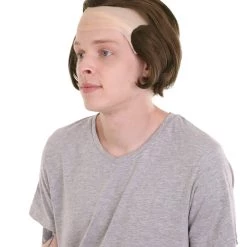 HPO Horror Movie Mens Wig | Dark Auburn Wig With Bald Cap