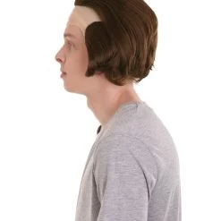 HPO Horror Movie Mens Wig | Dark Auburn Wig With Bald Cap