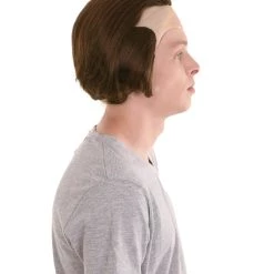 HPO Horror Movie Mens Wig | Dark Auburn Wig With Bald Cap