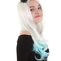 HPO Long Since Womens Wig | Blue & Blonde Celebrity Wig | Premium Breathable Capless Cap