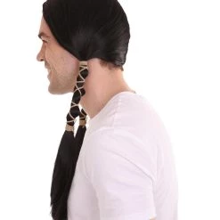 HPO Men's Men Indian Maiden Black Wig | Premium Breathable Capless Cap