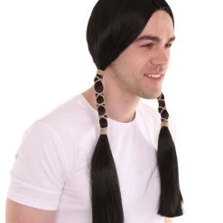 HPO Men's Men Indian Maiden Black Wig | Premium Breathable Capless Cap