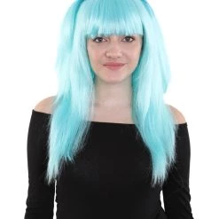 HPO Game Womens Wig | Light Blue Cosplay Wig | Premium Breathable Capless Cap Men's