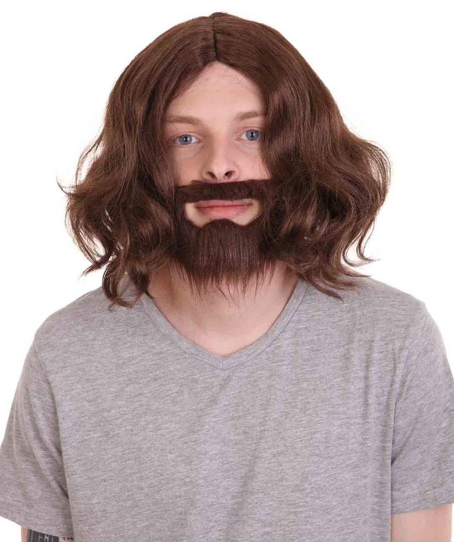 HPO Men's Medieval King Wig With Full Beard Set | Mens Cosplay Halloween Wig | Premium Breathable Capless Cap