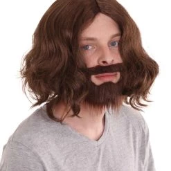 HPO Men's Medieval King Wig With Full Beard Set | Mens Cosplay Halloween Wig | Premium Breathable Capless Cap