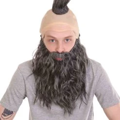 HPO Dwarf Anime Mens Wig | Full Beard And Mustaches Set Wig Men's