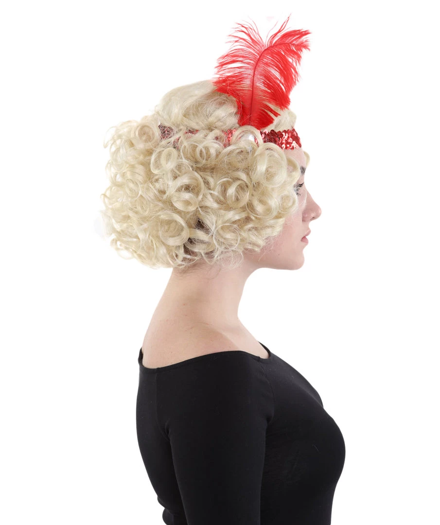 HPO Hollywood Feather Flapper Womens Wig | Blond Character Cosplay Halloween Wig | Premium Breathable Capless Cap Men's