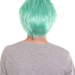 HPO Men's Pirate Anime Mens Wig | Greenish Blue Cosplay Halloween Wig | Premium Breathable Capless Cap