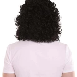 HPO Men's Men Curly Rockstar Wig Black | Premium Breathable Capless Cap