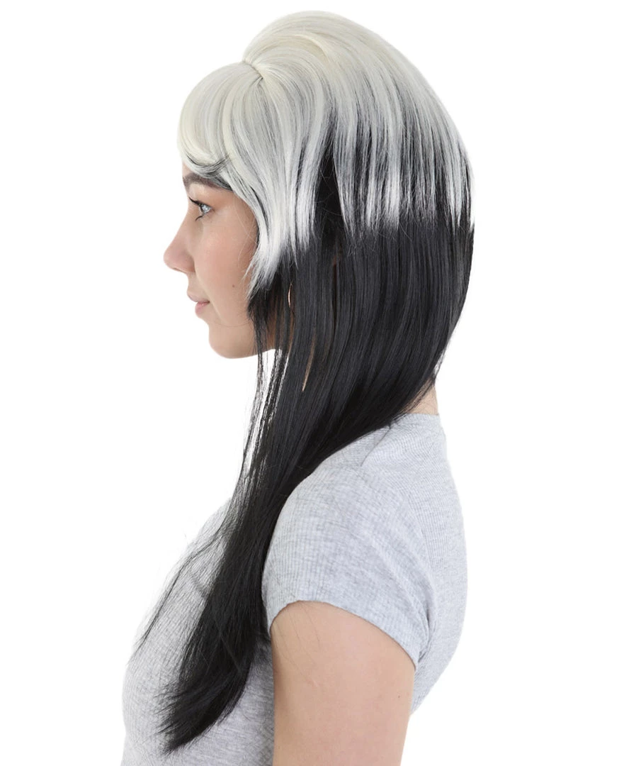 HPO Men's New Rave Long Womens Wig | Blonde Black Long Cosplay Halloween Wig | Premium Breathable Capless Cap