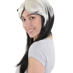 HPO Men's New Rave Long Womens Wig | Blonde Black Long Cosplay Halloween Wig | Premium Breathable Capless Cap