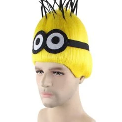 HPO Animation Yellow Mens Wig | Short Yellow Cosplay Wig | Premium Breathable Capless Cap Men's