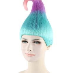 HPO Multi-Color Troll Wig | Pointy Troll Fairy Wig With Blue, Purple And Pink Blend | Premium Halloween Wig SALE