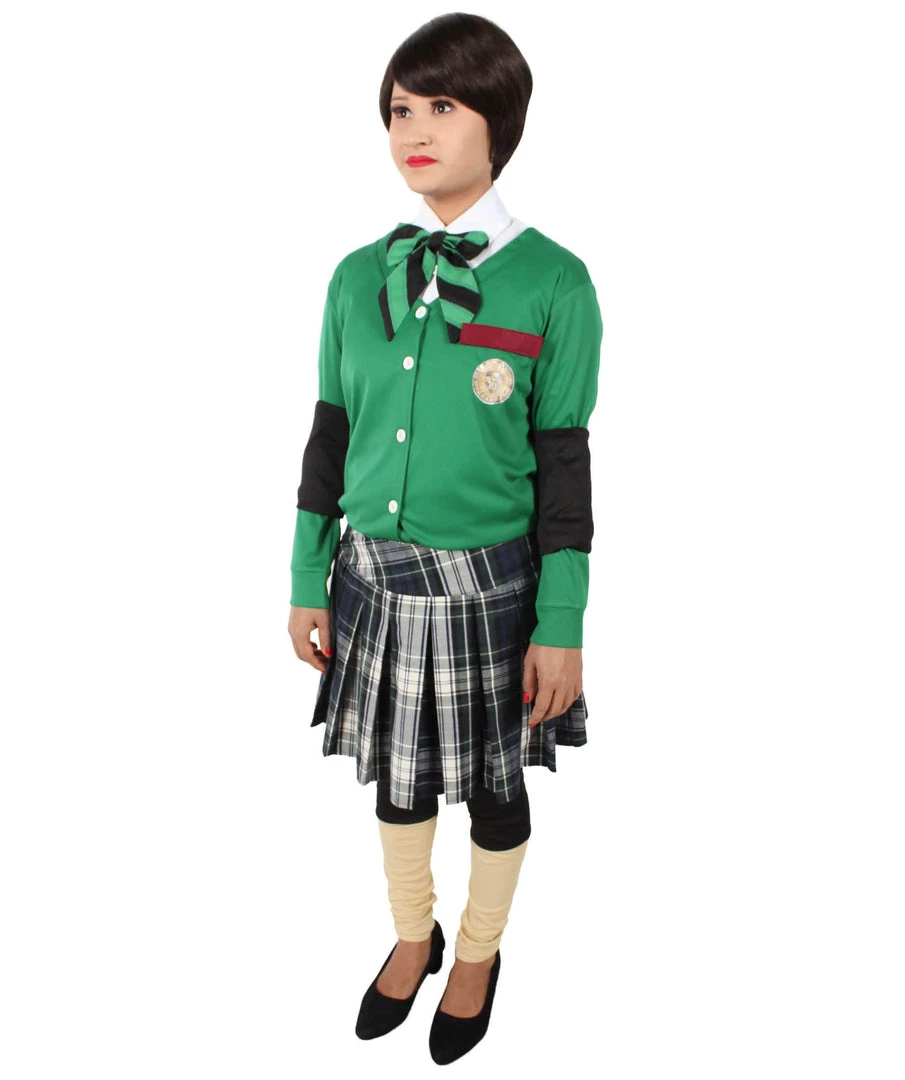 HPO Adult Women's Korean Zombie Bloodstain School Uniform & Green Sweater | Multiple Size Options
