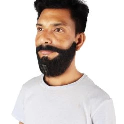 HPO Men's Synthetic Hair Black Beard Cosplay Facial Hair Multiple Color Options