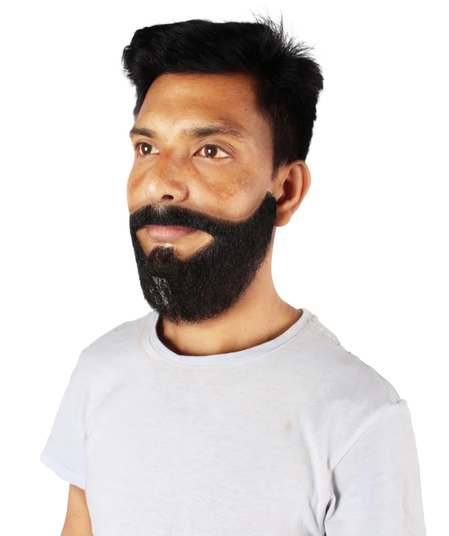 HPO Men's Synthetic Hair Black Beard Cosplay Facial Hair Multiple Color Options