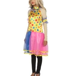 HPO Adult Women's Circus Clown Party Dress Costume | Multi Color Cosplay Costume
