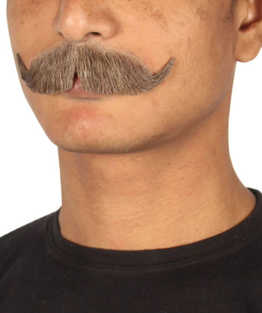 HPO Men's HandLebar Style Moustache Set | Brown Cosplay Facial Hair