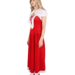 HPO Men's Adult Women Luxury Miss Santa Costume | Red & White Christmas Costume