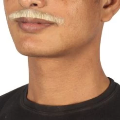 HPO Men's Painter Brush Style Moustache Set | White Cosplay Facial Hair