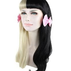 HPO Adult Womens Wig W/ Light Pink Bows | Black & Blonde Celebrity Wig | Premium Breathable Capless Cap Men's