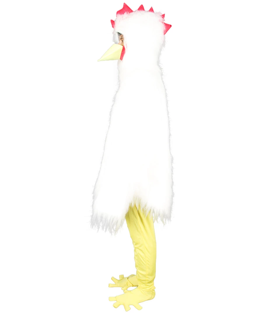 Men's HPO White Chicken Costume With Mask - Long Synthetic Fibers