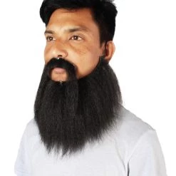 HPO Men's Synthetic Hair Long Beard Cosplay Facial Hair Multiple Color Options