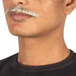 HPO Men's Painter Brush Style Moustache Set | Gray Cosplay Facial Hair