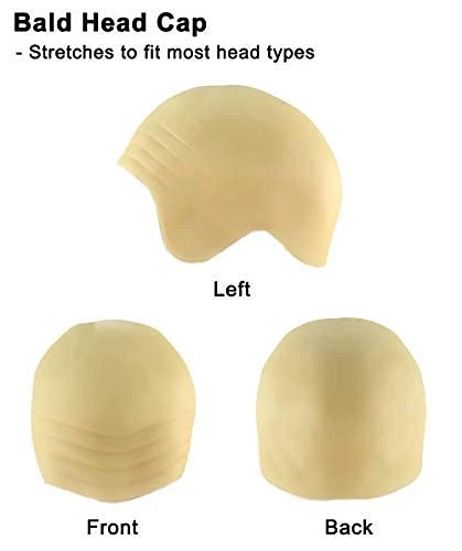 HPO Mens Grey Bald Cap Wig With Eye Patch | Cosplay Halloween Wig Men's