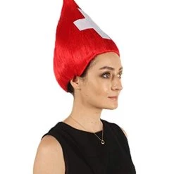 FLAGWIGS Women's Switzerland Flag Sport Troll Wig | Premium Breathable Capless Cap