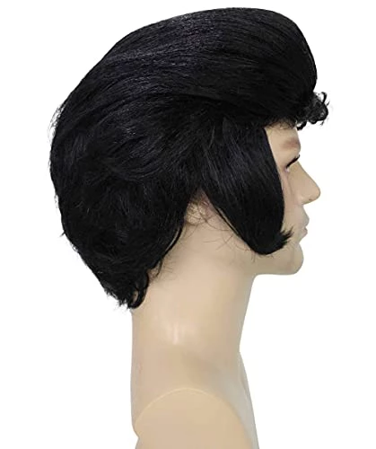 BC Adult Men's Black Color Straight Updo Rock And Roll Icon Wig