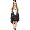 HPO Adult Women's 3 Piece Bunny Tuxedo With Ears Headband Costume |Black And White Halloween Costume