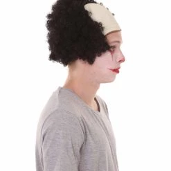 HPO Men's Half Bald Head Curly Men Wig, Black