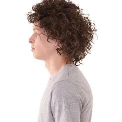 HPO Movie Mens Wig | Black Curly Cosplay Wig | Premium Breathable Capless Cap Men's