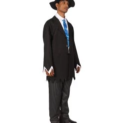 HPO Adult Men's Gothic Zombie Scary Costume | Black Halloween Costume
