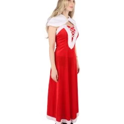 HPO Men's Adult Women Luxury Miss Santa Costume | Red & White Christmas Costume