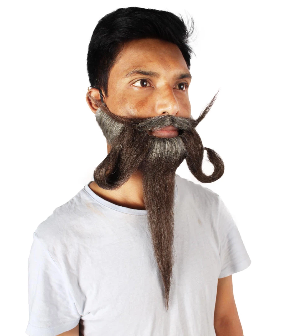 Men's Handlebar Human Hair Mustache | Brown Facial Hair | HPO