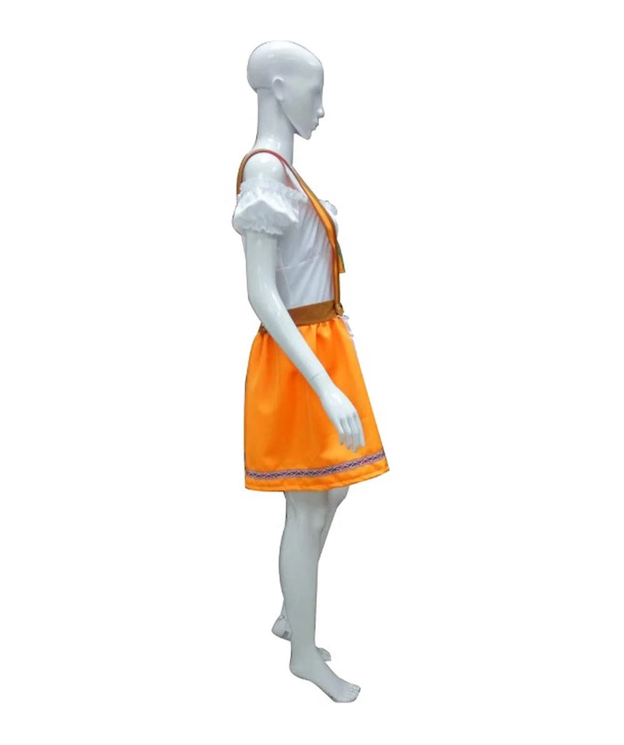 HPO Adult Women's Oktoberfest Beer Garden Girl Costume | Yellow And White Halloween Costume