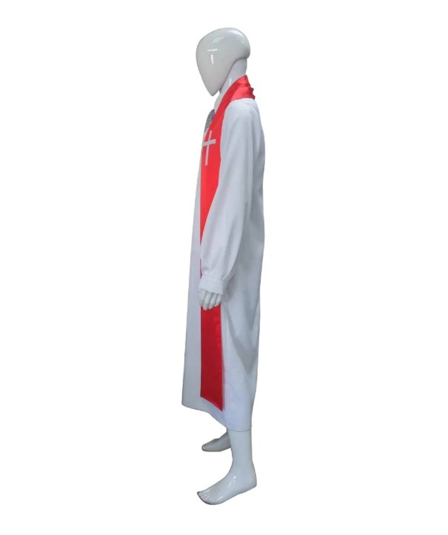 HPO Adult Men's Priest Robe Costume | White & Red Halloween Costume
