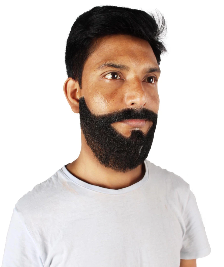 HPO Men's Synthetic Hair Black Beard Cosplay Facial Hair Multiple Color Options