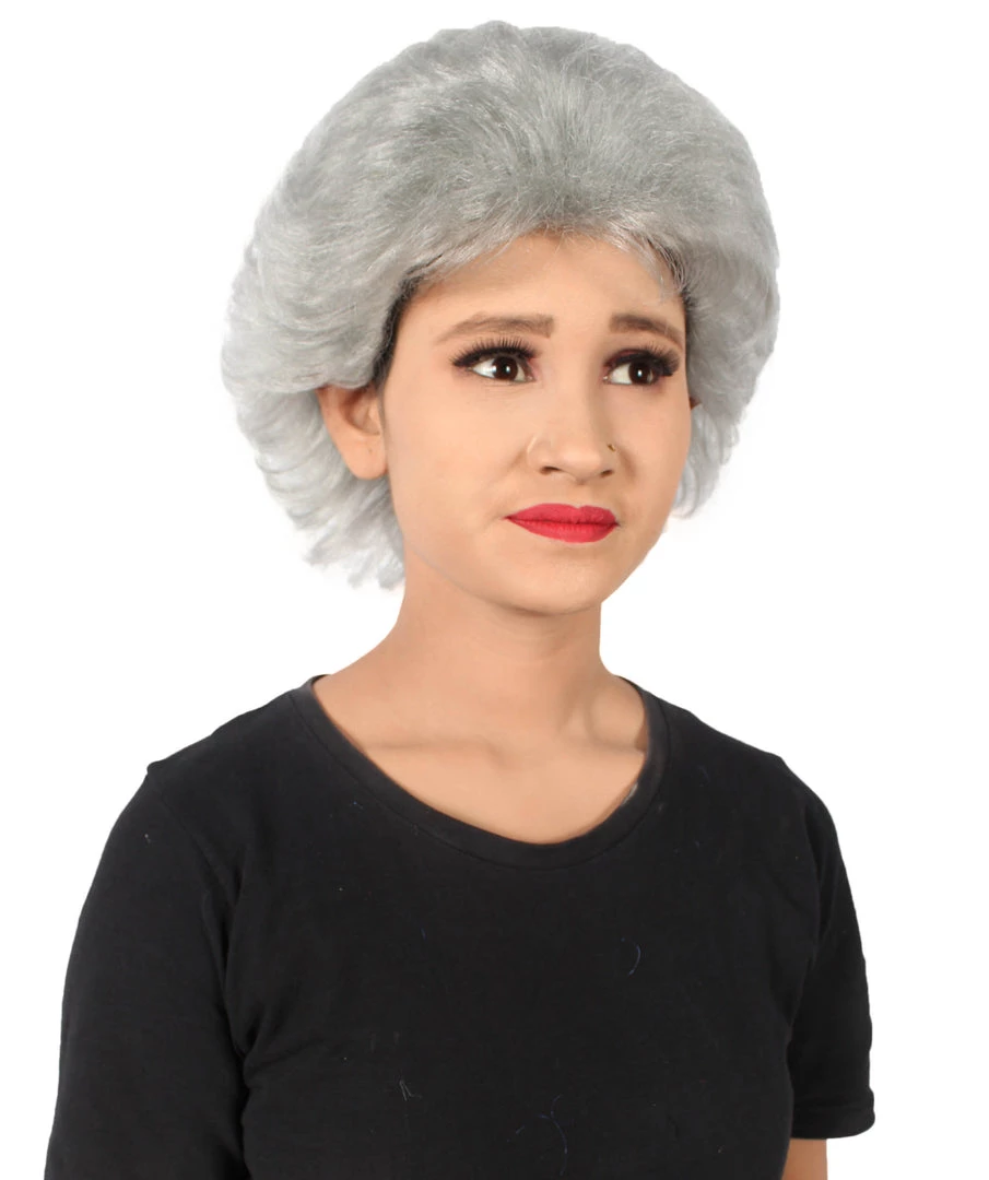 HPO Adult Women’s 80s American Sitcom Grandma Short Curly Grey Wig Men's