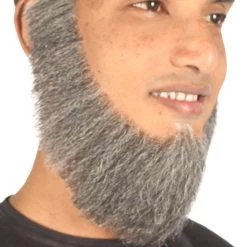 HPO Men's Chin Curtain Style Long Beard Set | Gray Cosplay Beard