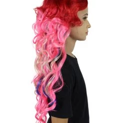 HPO Men's Red-Pink Womens Wig | Character Cosplay Halloween Wig | Premium Breathable Capless Cap
