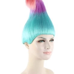 HPO Multi-Color Troll Wig | Pointy Troll Fairy Wig With Blue, Purple And Pink Blend | Premium Halloween Wig SALE