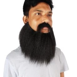 HPO Men's Synthetic Hair Long Beard Cosplay Facial Hair Multiple Color Options