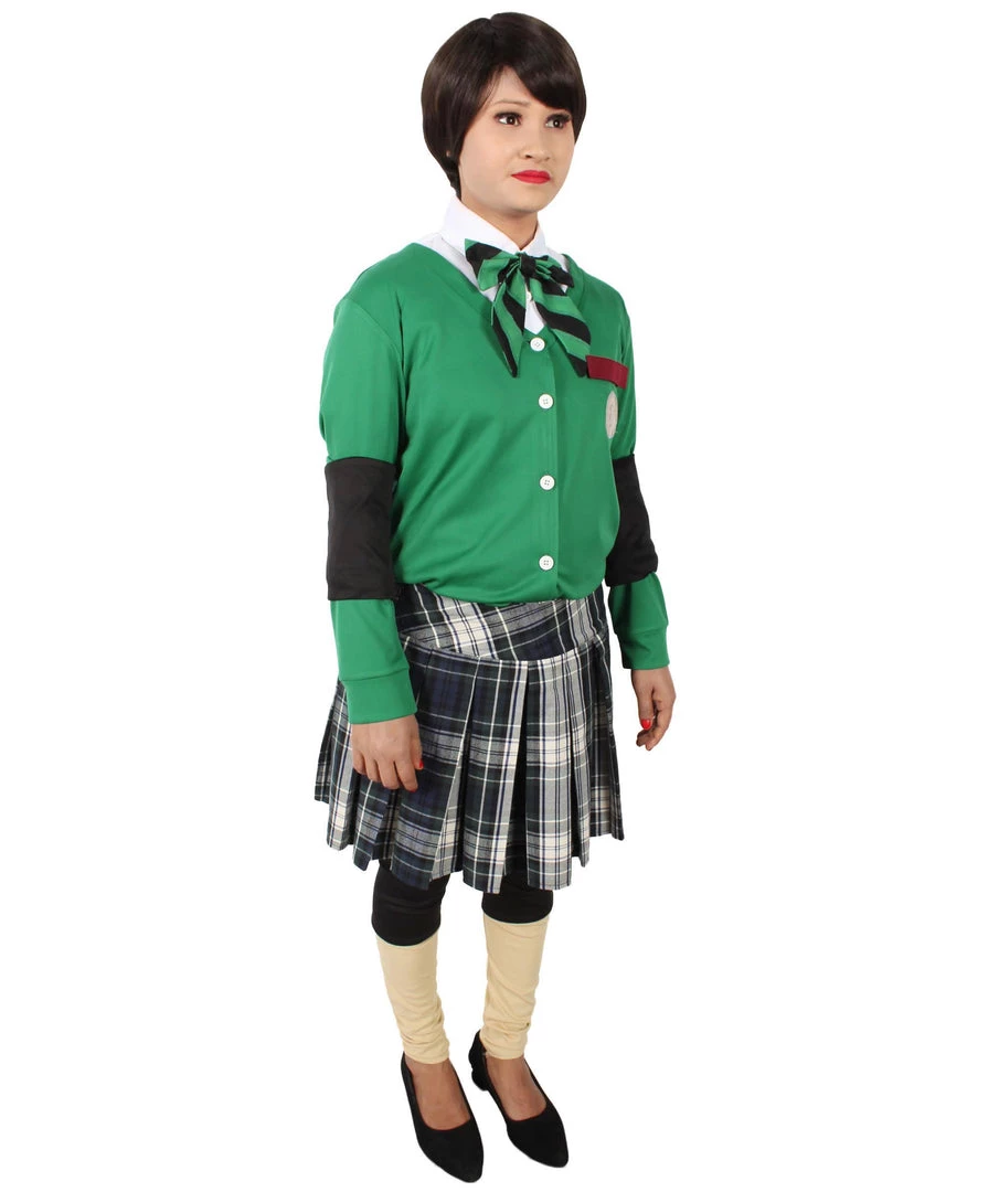 HPO Adult Women's Korean Zombie Bloodstain School Uniform & Green Sweater | Multiple Size Options