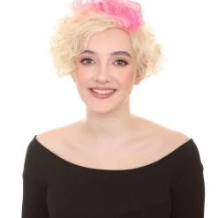 HPO Womens Flapper Girl Wig | Fancy Pink Blond Halloween Wig | Premium Breathable Capless Cap Men's