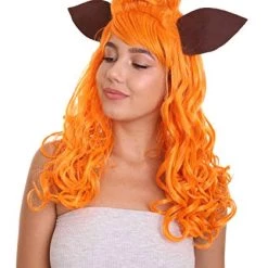 HPO Lovely Orange Fox Wig | Animal Fancy Party Event Ready Halloween Wig | Premium Breathable Capless Cap Women's