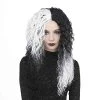 BC Adult Women's Black And White Color Two Tone Curly Long Length Trendy Gothic Queen Wig